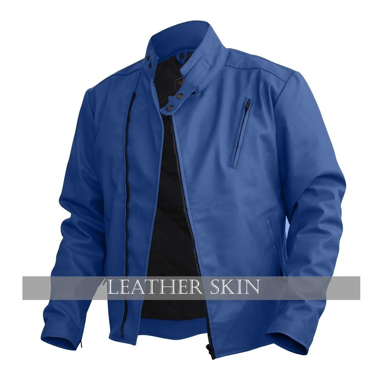 NWT Stylish Blue Men Synthetic  Leather Jacket