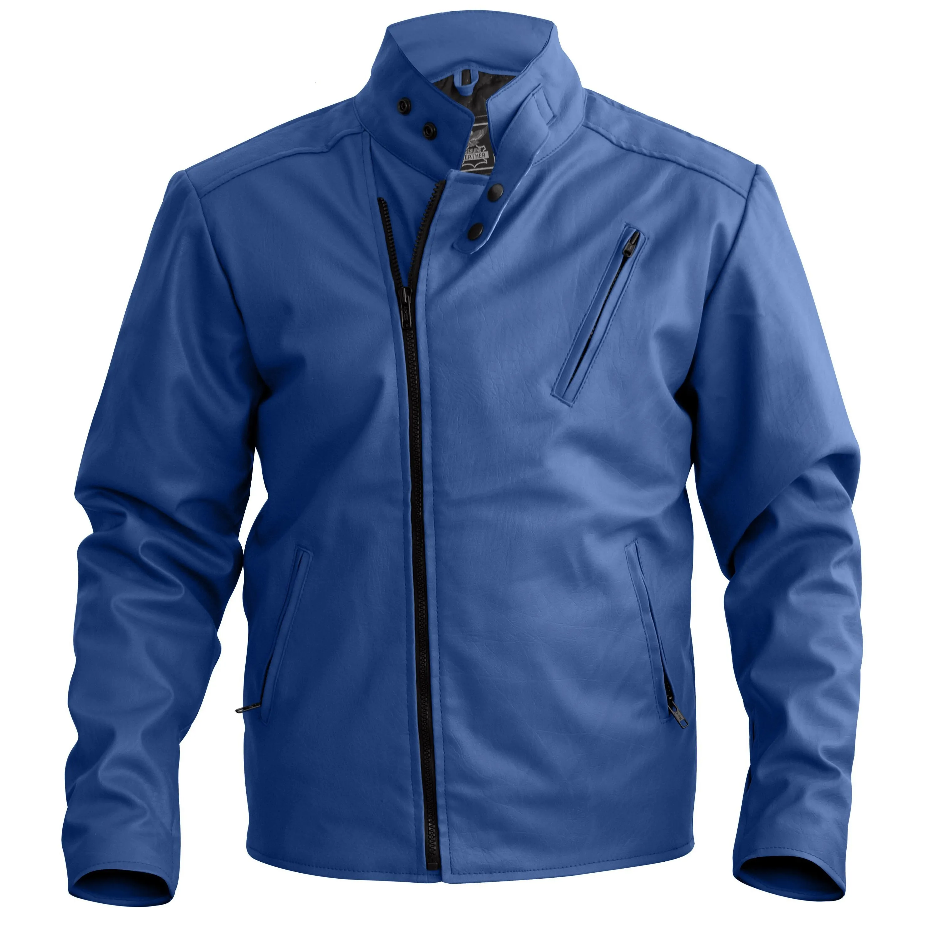 NWT Stylish Blue Men Synthetic  Leather Jacket